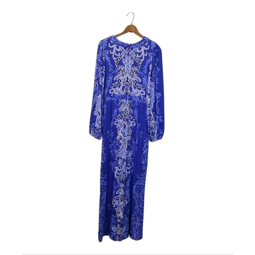 Lilly Pulitzer Blue & White V‑Neck Long Maxi Dress - Picture 9 of 13